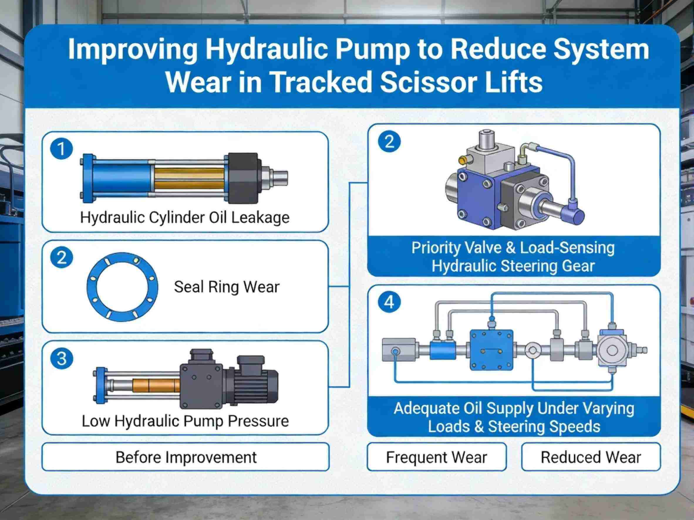 How to improve the hydraulic pump of the crawler scissor lift to reduce system wear 