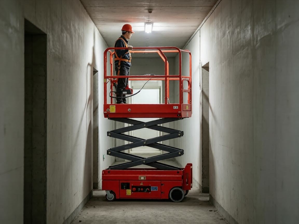 The mini electric scissor lift is the ultimate choice for confined indoor spaces